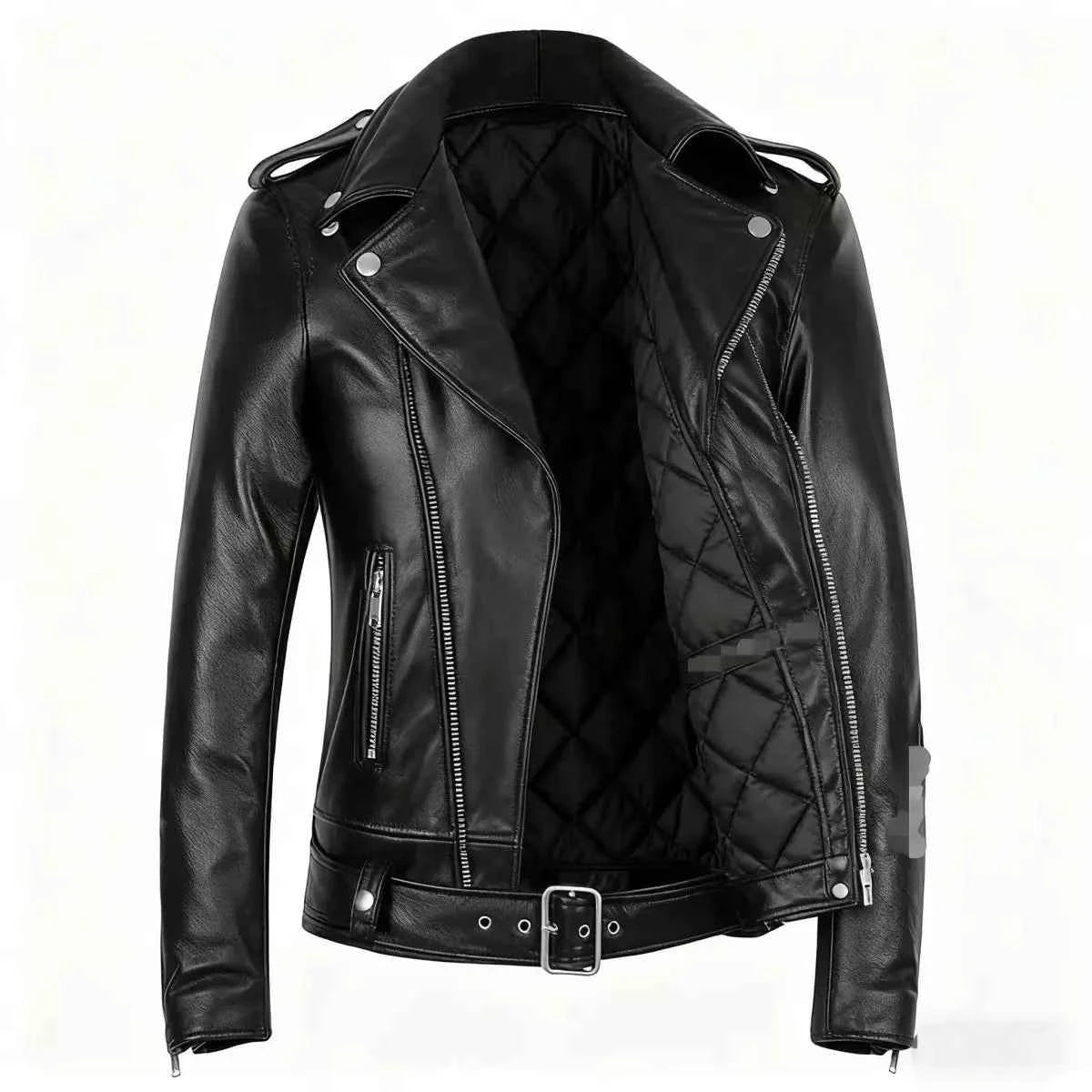 Winter and Autumn Men's Oversized Button-down PU Leather Coat with Multiple Zippers Polo Jacket, with Many Zippers