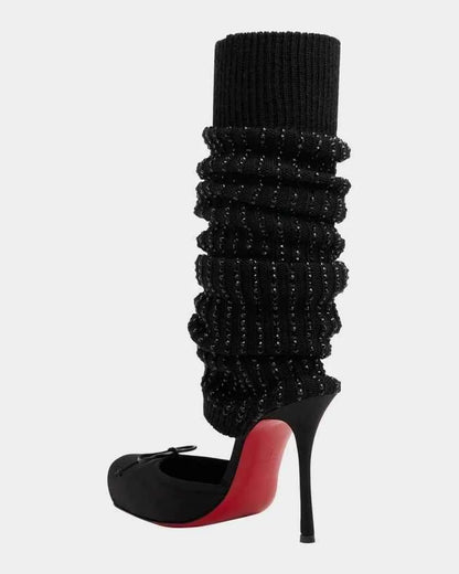 European AndAmerican Sexyrhinestone Elasticsocks Withsleeves Andknee Lengthcool Boots Forwomen's Fashion Shows and Banquet Shoes