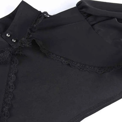 Gothic Lantern Sleeve Smock High Street Sexy Black Winter Long Sleeve Crop Top Aesthetic Fairy  Blusas Mujer De Moda 2022
