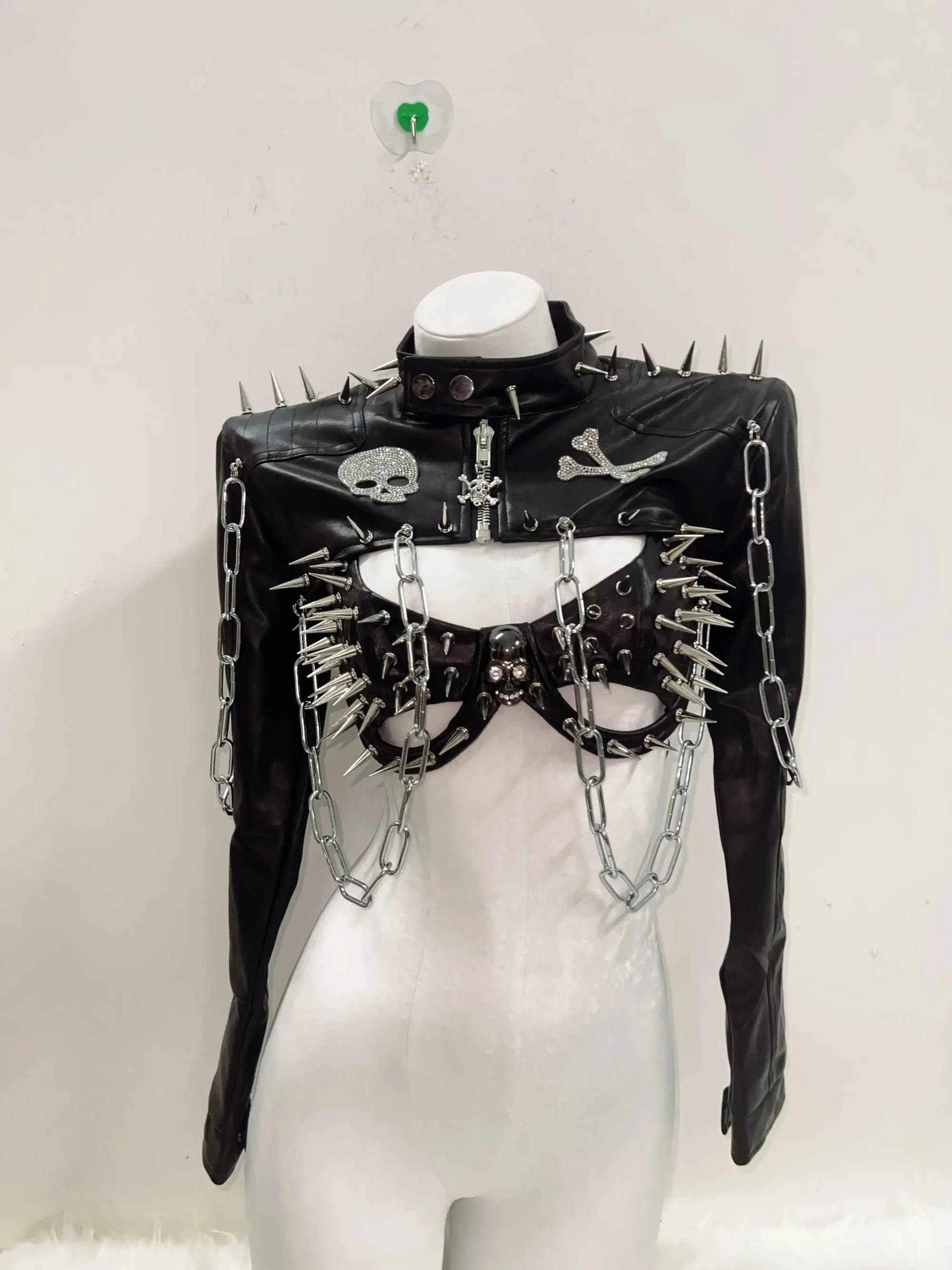Rivets Jacket  vintage Jacket Punk Jacket y2k   Jacket y2k fashion Gothic Jacket harajuku fashion Cross Jacket Skull  Jacket