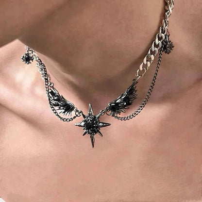 Stainless steel necklace exquisite wing design