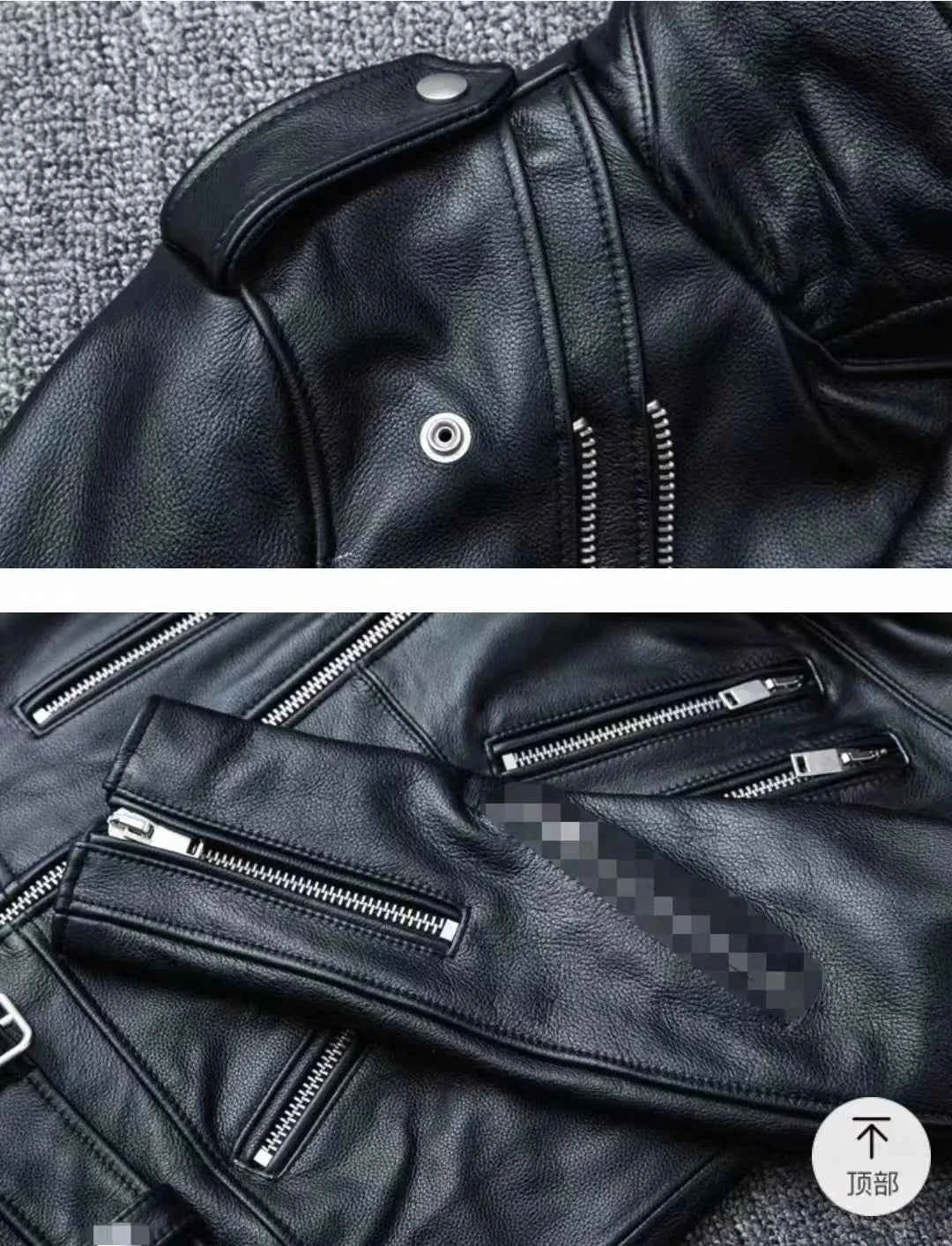 Winter and Autumn Men's Oversized Button-down PU Leather Coat with Multiple Zippers Polo Jacket, with Many Zippers