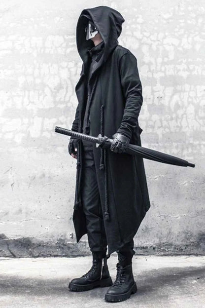 ARENS Men's Tide Spring Autumn Darkwear Warrior Large Size Windbreaker Gothic Style Long Coat Punk Cloak Hooded Wizard