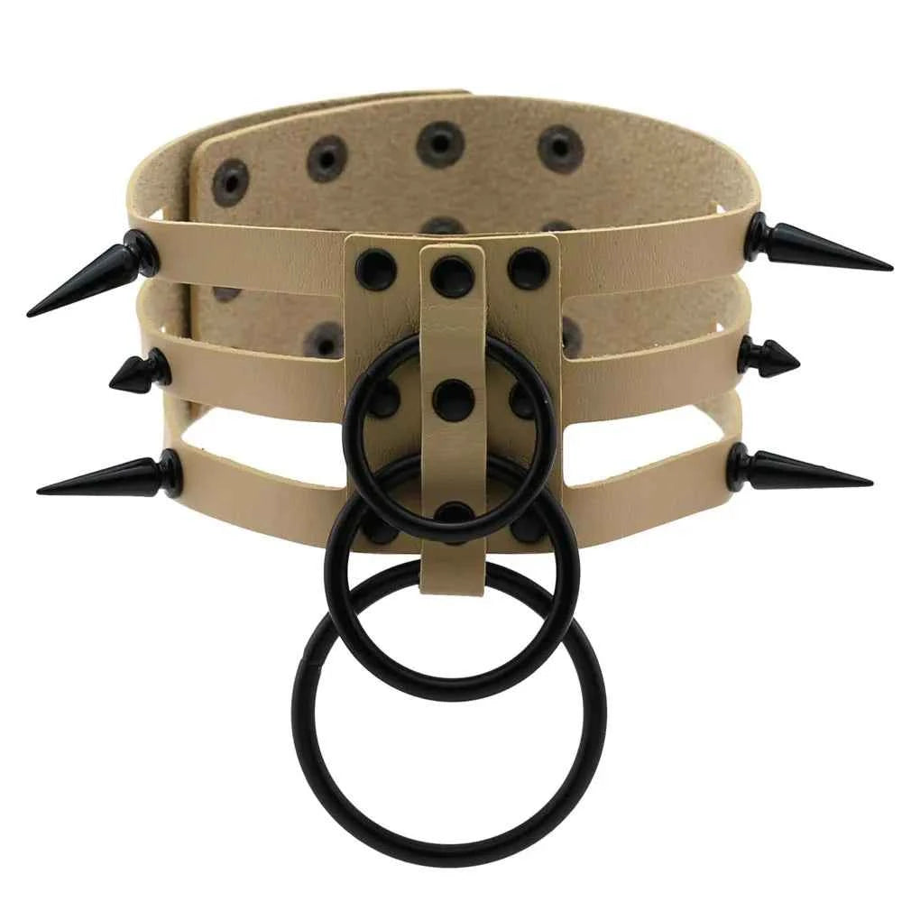 Fashion Women Men Black Rivet Leather Bondage Choker Necklace Punk Circle Spike Goth Collar Harajuku Necklaces Emo Witch Jewelry
