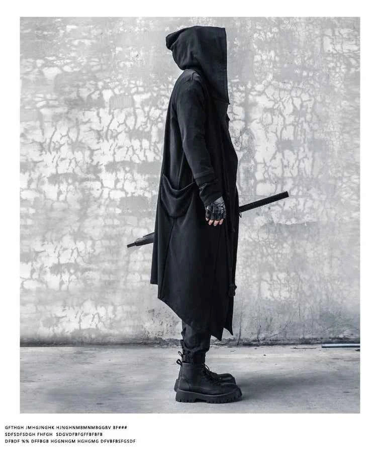 ARENS Men's Tide Spring Autumn Darkwear Warrior Large Size Windbreaker Gothic Style Long Coat Punk Cloak Hooded Wizard