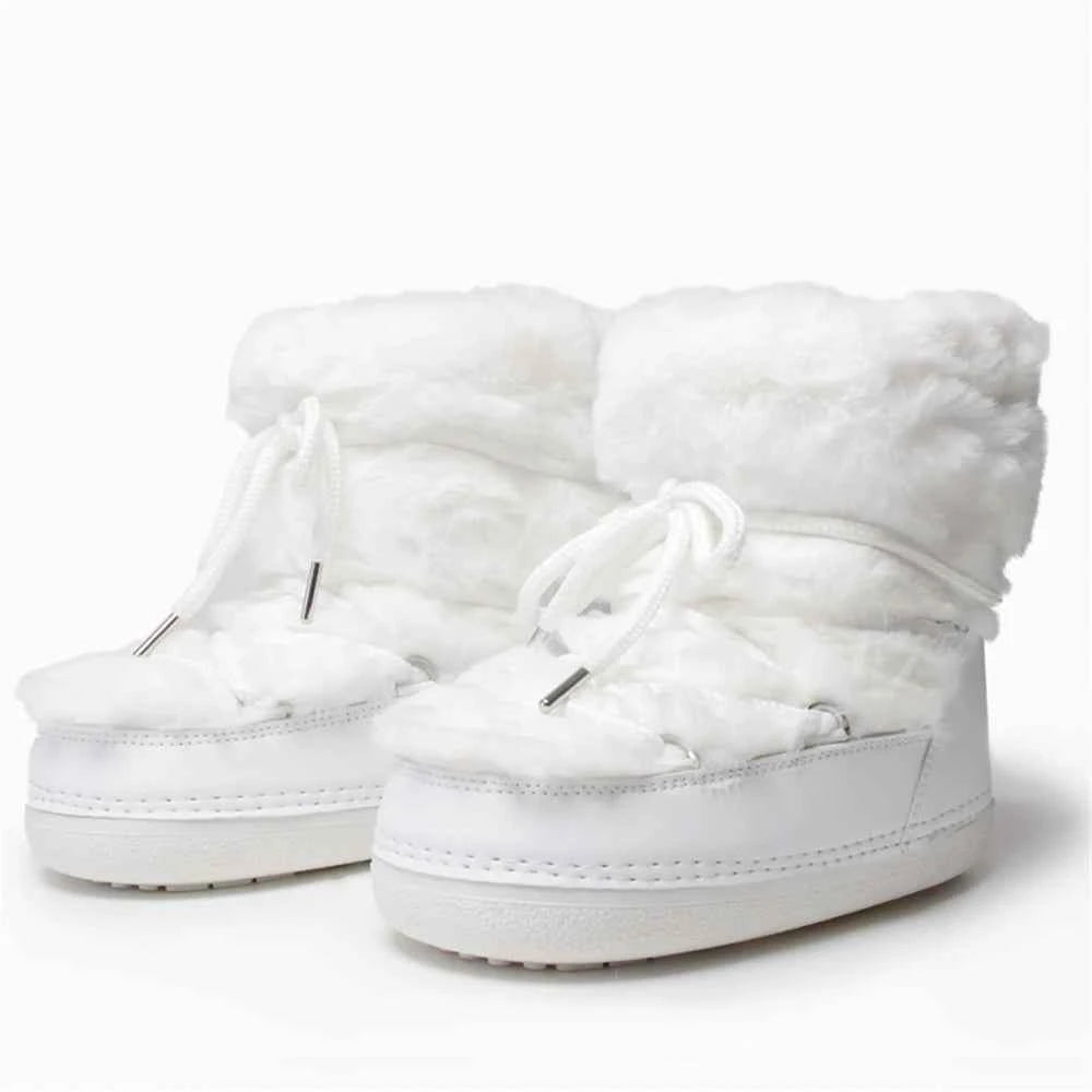 Fluffy Fur Boots 2025 Winter Fashion Sexy Faux Fox Fur Snow Boots Ladies Furry Warm Cotton Boots Female Outdoor Ski Boots