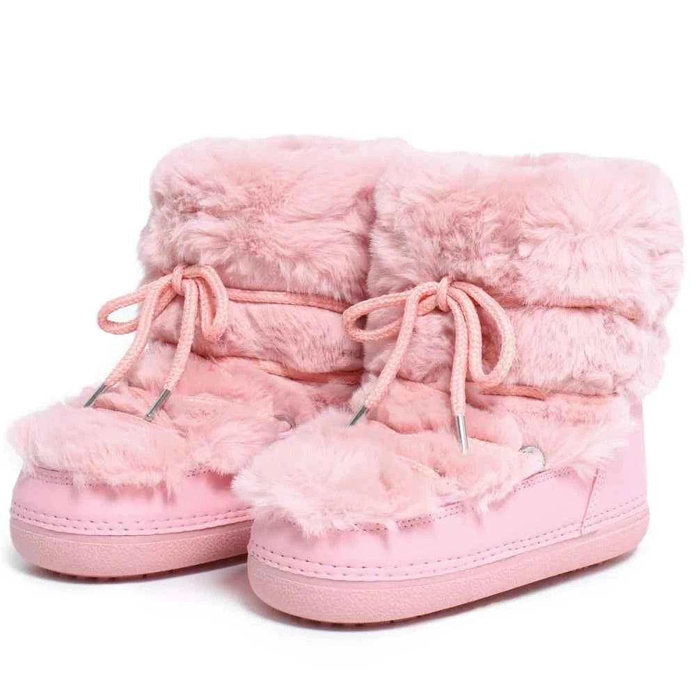 Fluffy Fur Boots 2025 Winter Fashion Sexy Faux Fox Fur Snow Boots Ladies Furry Warm Cotton Boots Female Outdoor Ski Boots