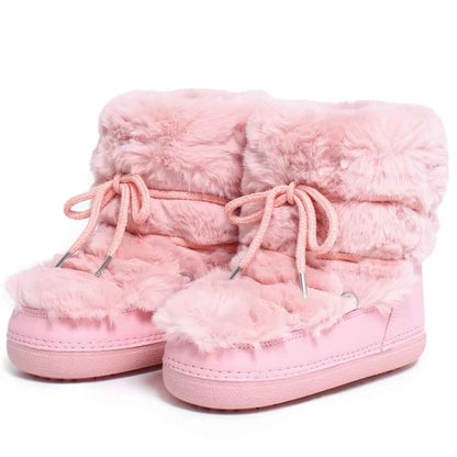 Fluffy Fur Boots 2025 Winter Fashion Sexy Faux Fox Fur Snow Boots Ladies Furry Warm Cotton Boots Female Outdoor Ski Boots