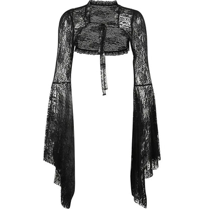 Gothic Classic Lace Flare Sleeve Blouse Y2K Rave