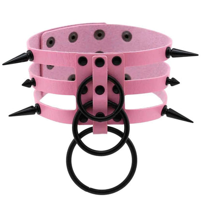 Fashion Women Men Black Rivet Leather Bondage Choker Necklace Punk Circle Spike Goth Collar Harajuku Necklaces Emo Witch Jewelry