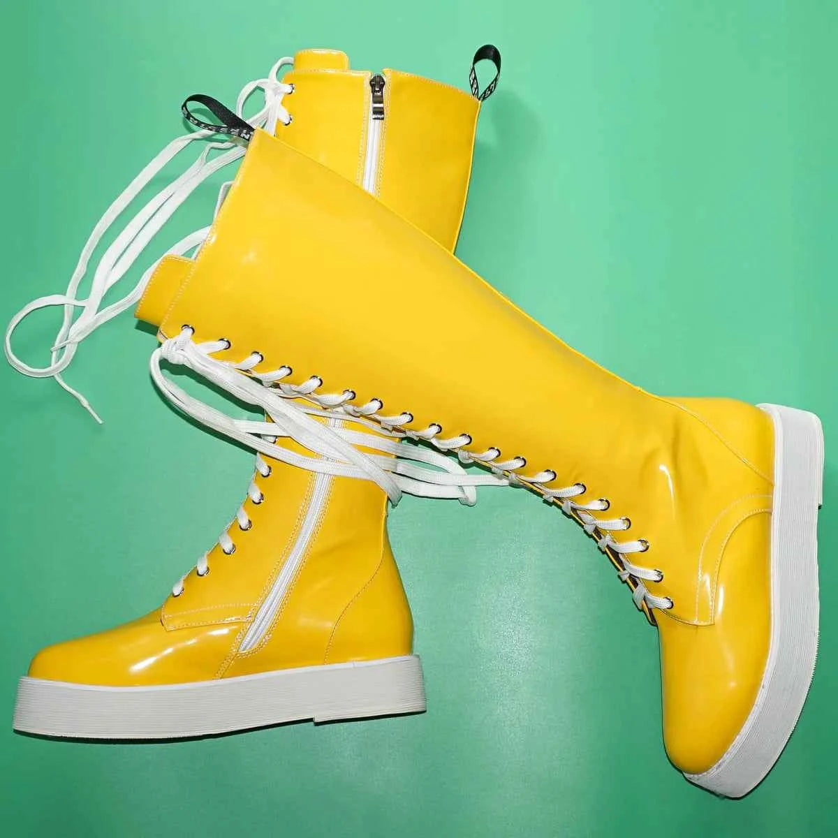 Winter Size 47 Pumps Shoes Women Plus Size 49 50 Patent Leather Knee High Snow Boots Round Toe Fashion Sneakers Big Size 48 Shoe