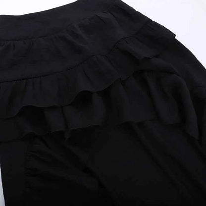 Goth Dark Kawaii Black Tiered Skirts 90S Retro Irregular Hem Party Bottoms Mall Gothic Women Fashion Dragging Skirt Alt Clothing