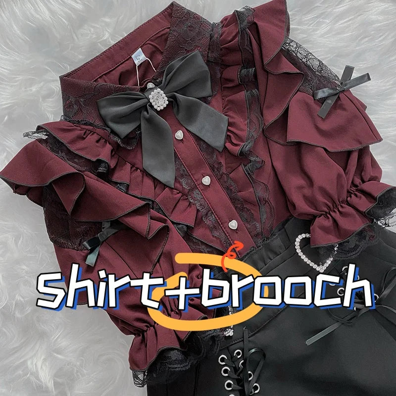 Y2K Japanese Style Blouse Elegant Long Sleeve