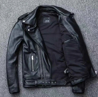 Winter and Autumn Men's Oversized Button-down PU Leather Coat with Multiple Zippers Polo Jacket, with Many Zippers