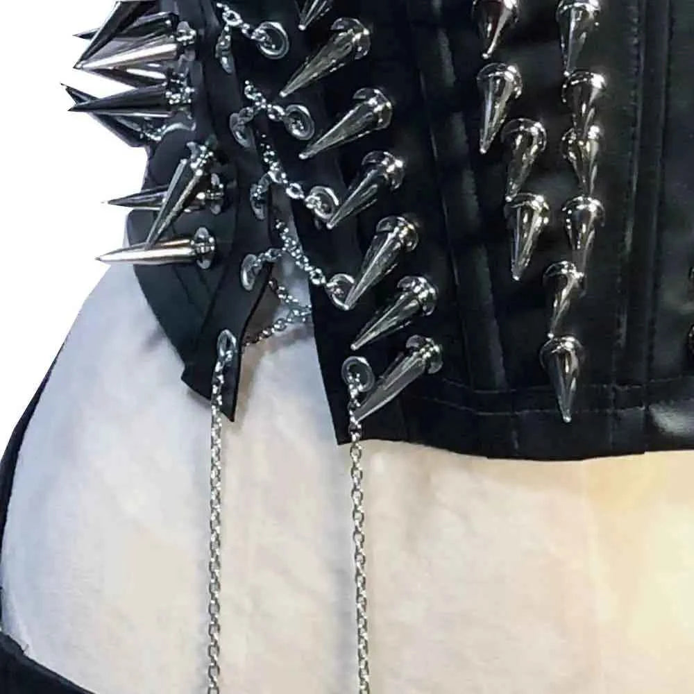 Grunge Emo Clothing ALT Punk Rock Clothes with Spikes Y2K Tops Festival Bra Teens Cyber Sexy Gothic Tank Goth T-shirt
