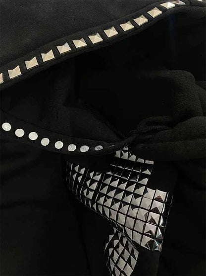 Winter Women's Studded Cross Hoodie | Gothic Streetwear | MUNSIEUR