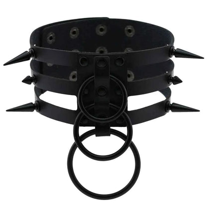 Fashion Women Men Black Rivet Leather Bondage Choker Necklace Punk Circle Spike Goth Collar Harajuku Necklaces Emo Witch Jewelry