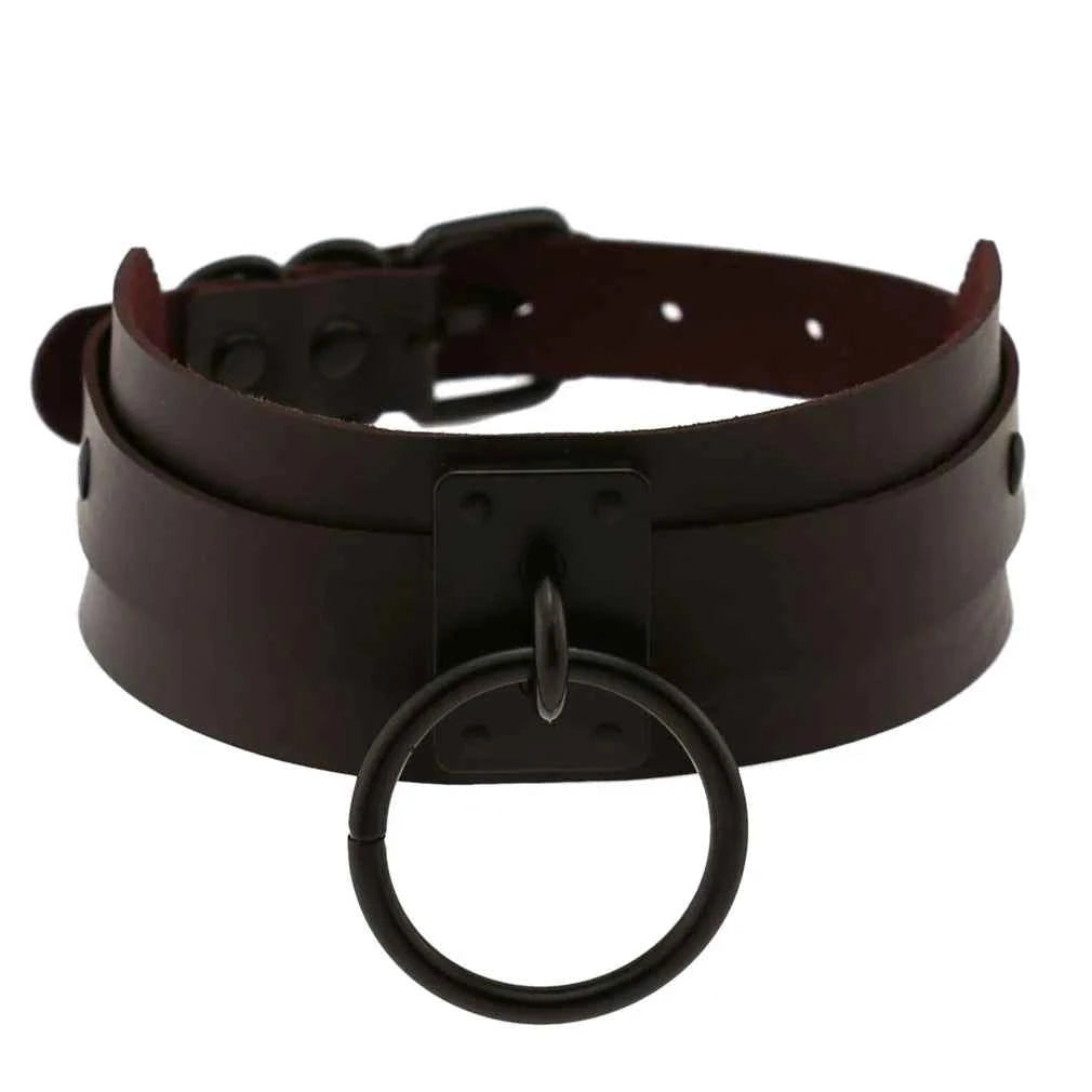 Punk Black O-Round Metal Leather Choker Collar Goth Fashion Necklaces 2025 Women Girls Rock Harajuku Emo Gothic Jewelry