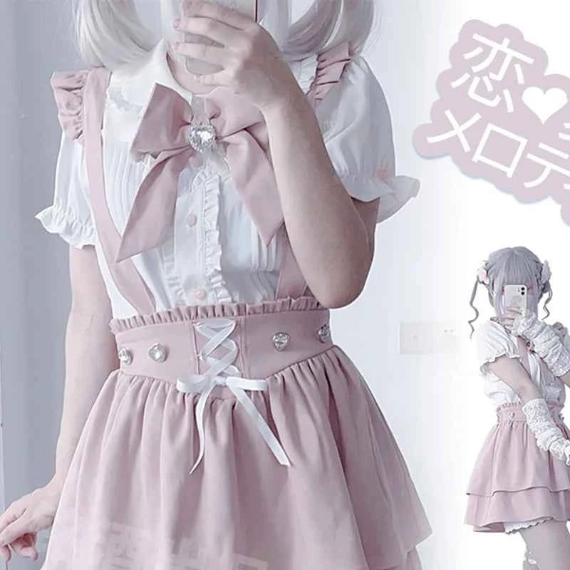 Kawaii Women Shirts Jirai Kei Lolita Y2K Cute Japanese Style Blouse Elegant Long Sleeve Sweet Tops Casual Aesthetic Shirt 2024