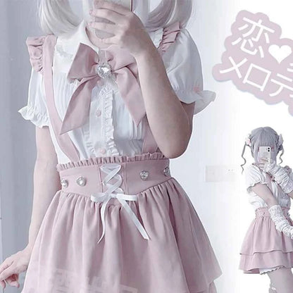 Kawaii Women Shirts Jirai Kei Lolita Y2K Cute Japanese Style Blouse Elegant Long Sleeve Sweet Tops Casual Aesthetic Shirt 2024