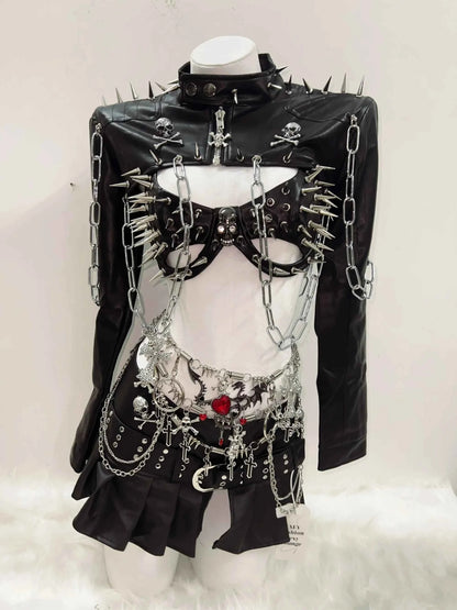 Rivets Jacket  vintage Jacket Punk Jacket y2k   Jacket y2k fashion Gothic Jacket harajuku fashion Cross Jacket Skull  Jacket