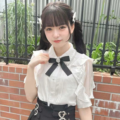 Y2K Japanese Style Blouse Elegant Long Sleeve