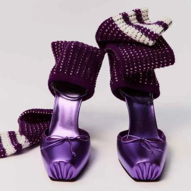 European AndAmerican Sexyrhinestone Elasticsocks Withsleeves Andknee Lengthcool Boots Forwomen's Fashion Shows and Banquet Shoes