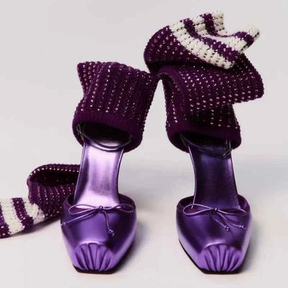 European AndAmerican Sexyrhinestone Elasticsocks Withsleeves Andknee Lengthcool Boots Forwomen's Fashion Shows and Banquet Shoes