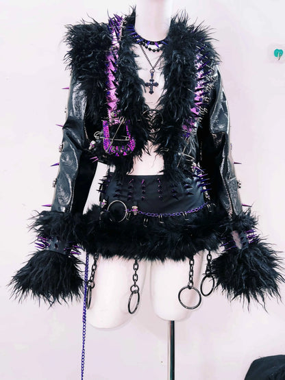 rivet Leather jacket Skull Leather jacket Gothic Leather jacket y2k Leather jacket Harajuku Leather jacket Unique Leather jacket