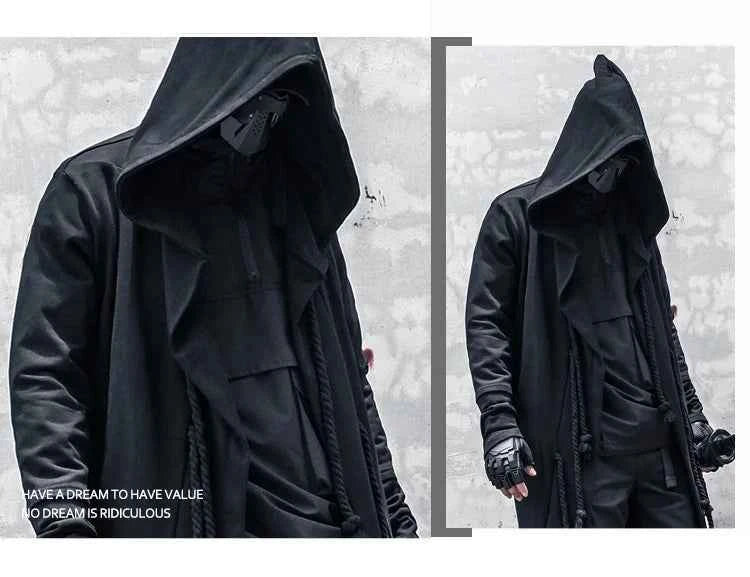 ARENS Men's Tide Spring Autumn Darkwear Warrior Large Size Windbreaker Gothic Style Long Coat Punk Cloak Hooded Wizard