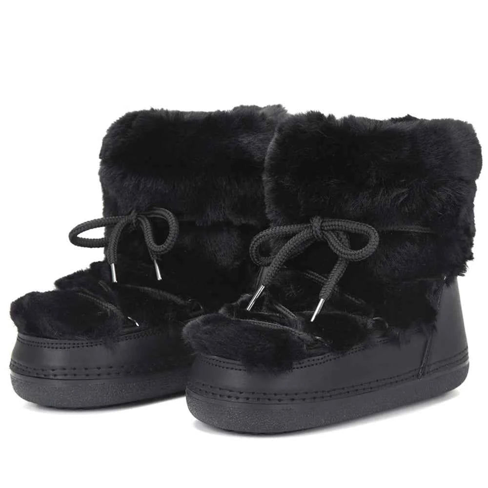 Fluffy Fur Boots 2025 Winter Fashion Sexy Faux Fox Fur Snow Boots Ladies Furry Warm Cotton Boots Female Outdoor Ski Boots