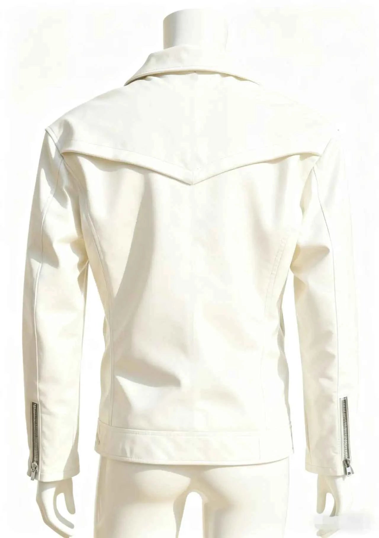 Winter and Autumn Men's Oversized Button-down PU Leather Coat with Multiple Zippers Polo Jacket, with Many Zippers
