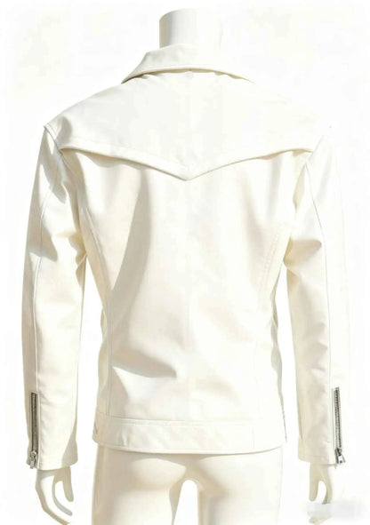 Winter and Autumn Men's Oversized Button-down PU Leather Coat with Multiple Zippers Polo Jacket, with Many Zippers