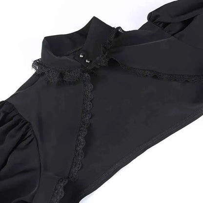 Gothic Lantern Sleeve Smock High Street Sexy Black Winter Long Sleeve Crop Top Aesthetic Fairy  Blusas Mujer De Moda 2022