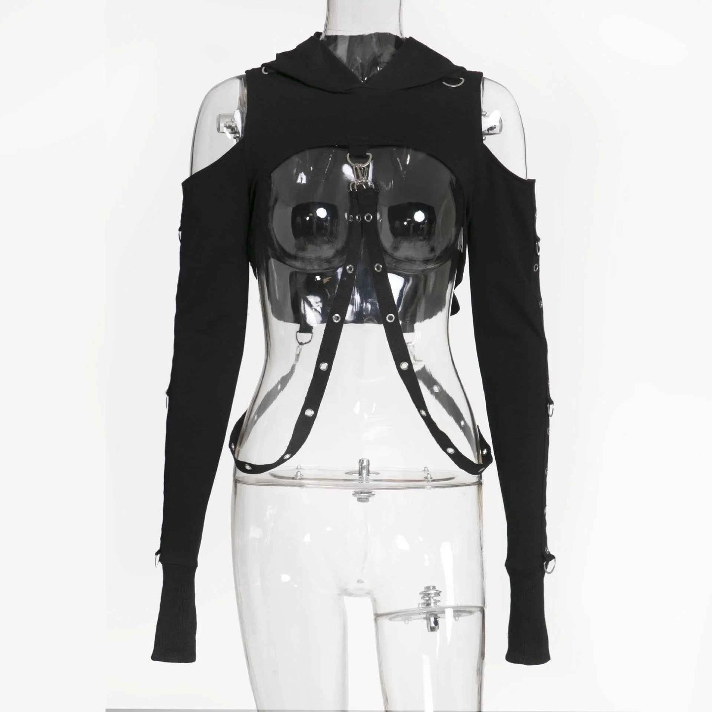 Women's Dark Gothic Crop Top Hoodie | Punk Aesthetic | MUNSIEUR