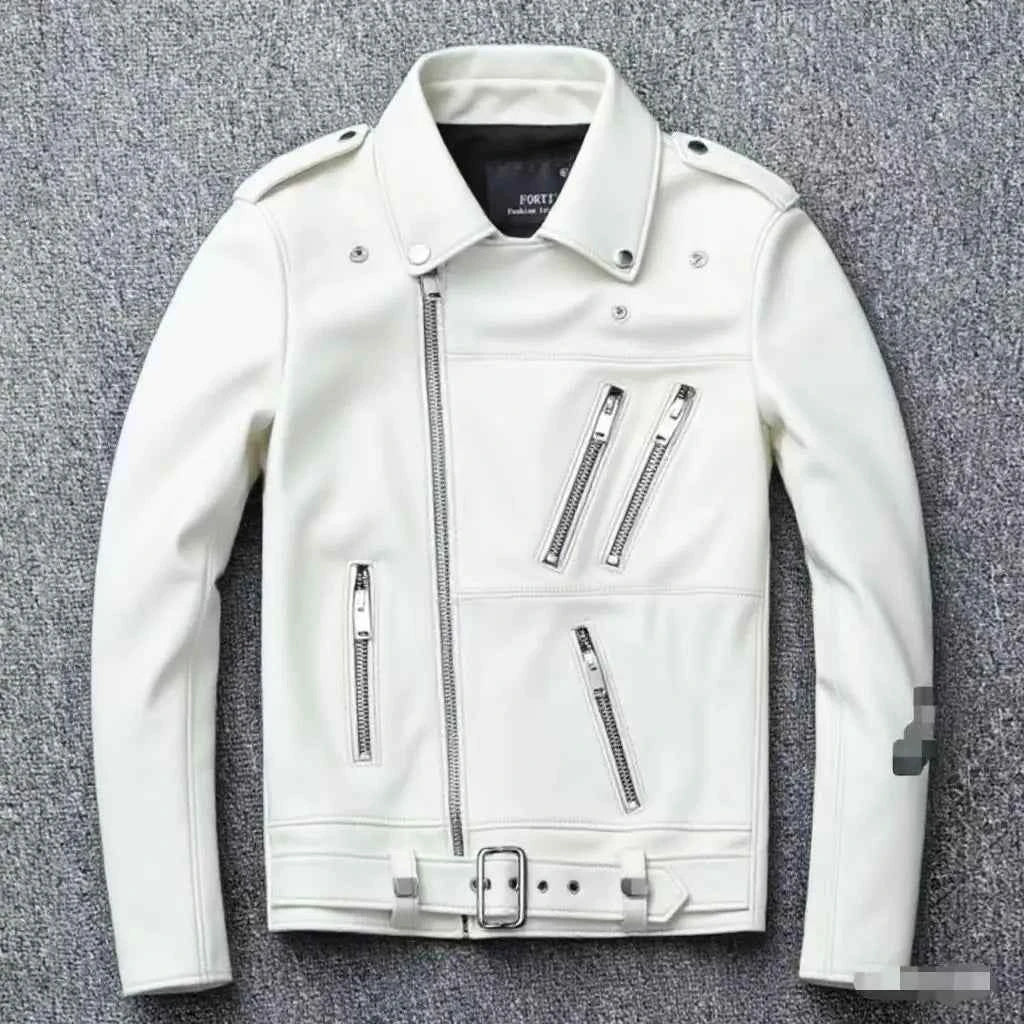 Winter and Autumn Men's Oversized Button-down PU Leather Coat with Multiple Zippers Polo Jacket, with Many Zippers