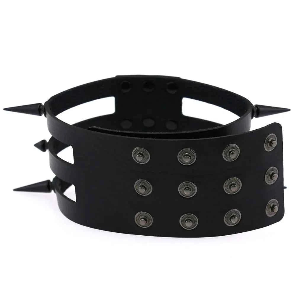 Fashion Women Men Black Rivet Leather Bondage Choker Necklace Punk Circle Spike Goth Collar Harajuku Necklaces Emo Witch Jewelry