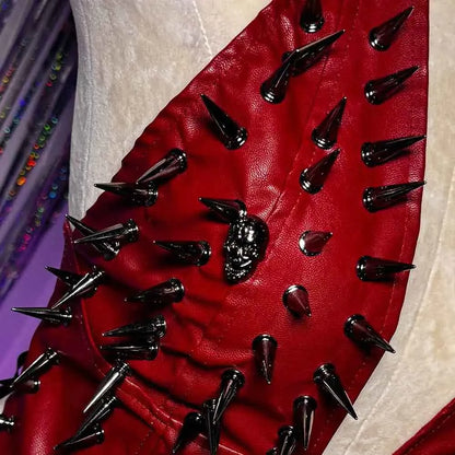 Emo Spike Studded Rivet PU Leather Halter T-shirt