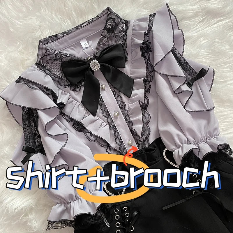 Y2K Japanese Style Blouse Elegant Long Sleeve