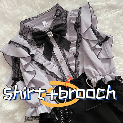 Y2K Japanese Style Blouse Elegant Long Sleeve