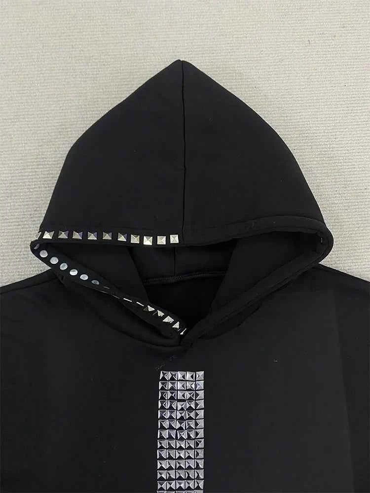 Winter Women's Studded Cross Hoodie | Gothic Streetwear | MUNSIEUR