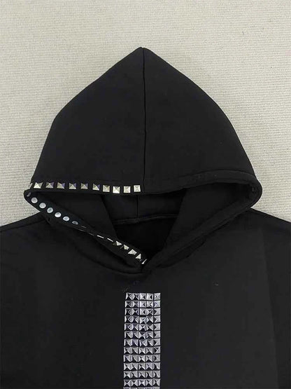 Winter Women's Studded Cross Hoodie | Gothic Streetwear | MUNSIEUR