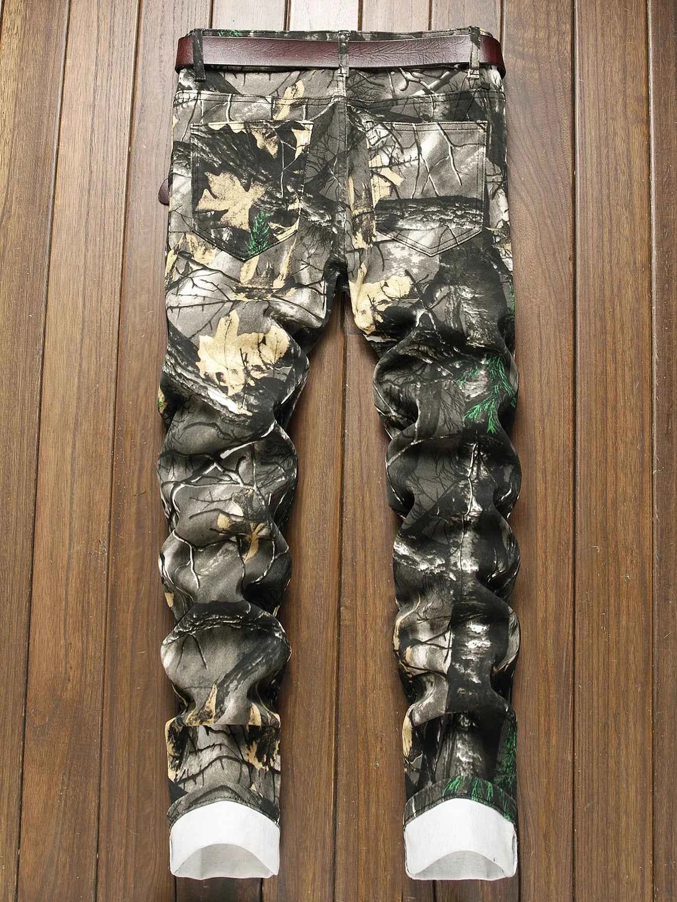 Stylish Mid Stretch Slim Fit Jeans - Men's Mid Waist Distressed And Ripped Denim Jeans With Tassels For All Seasons Street Wear