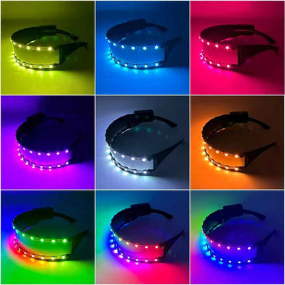 Cyberpunk Futuristic Luminous Cosplay Glasses Rave Cyber light up Goggles LED glowing glasses for man women dance show props