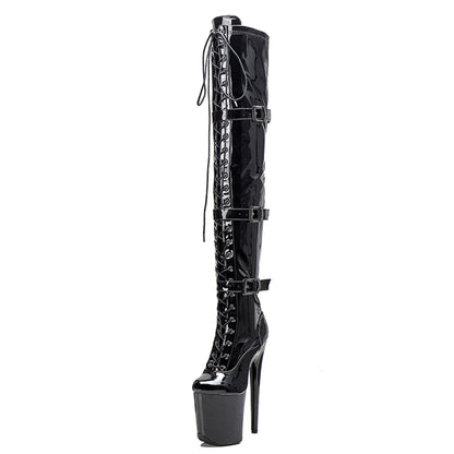 Women's 8" Stripper Heels Thigh High Heel Boots, Over The Knee