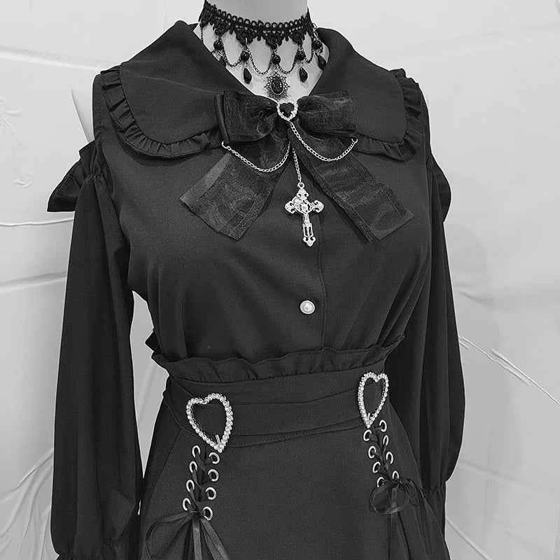 Kawaii Women Shirts Jirai Kei Lolita Y2K Cute Japanese Style Blouse Elegant Long Sleeve Sweet Tops Casual Aesthetic Shirt 2024