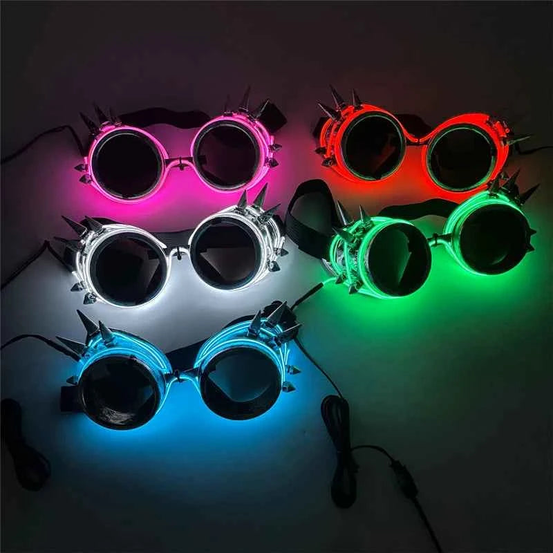 Cyberpunk Futuristic Luminous Cosplay Glasses Rave Cyber light up Goggles LED glowing glasses for man women dance show props
