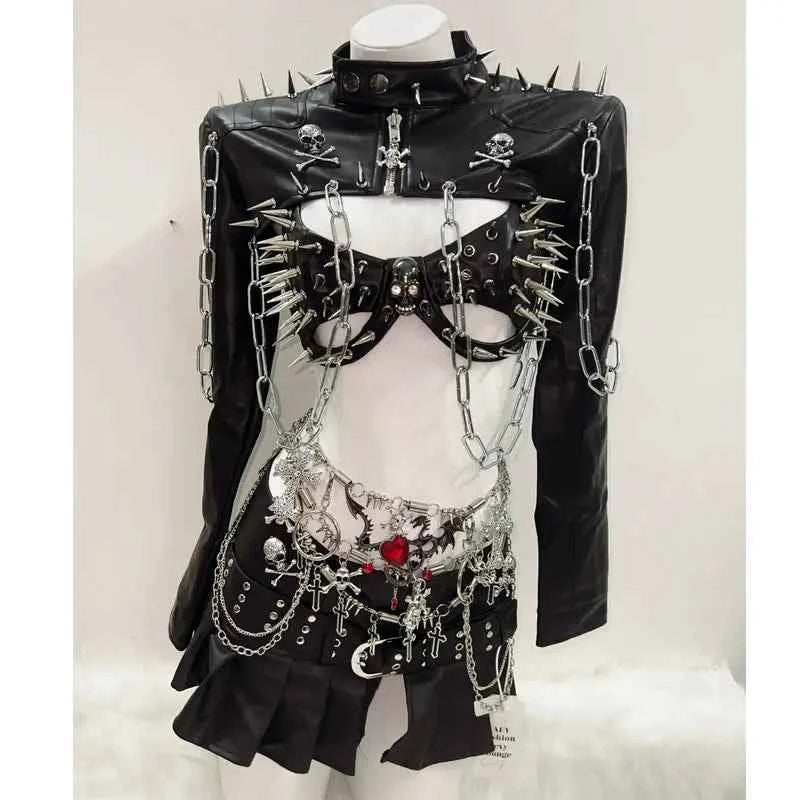 Rivets Jacket  vintage Jacket Punk Jacket y2k   Jacket y2k fashion Gothic Jacket harajuku fashion Cross Jacket Skull  Jacket
