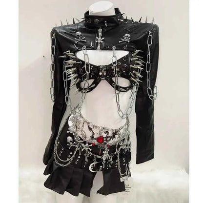 Rivets Jacket  vintage Jacket Punk Jacket y2k   Jacket y2k fashion Gothic Jacket harajuku fashion Cross Jacket Skull  Jacket