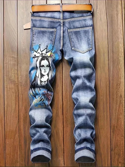 New European and American printed fashion jeans